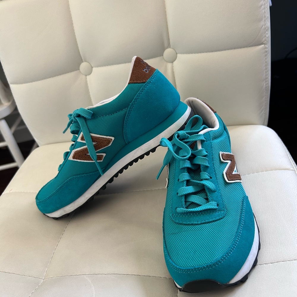 New Balance Five.Zero.One Teal and Brown Sneakers.